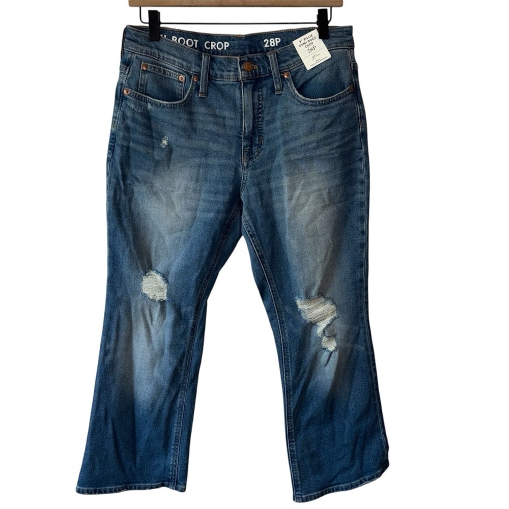 NWT J. Crew 9" demi-boot crop jean in Christy wash size 28 Petite Distressed - Picture 2 of 9